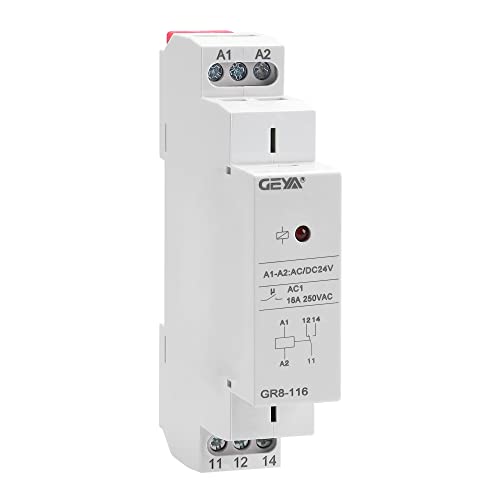Geya Intermediate Relay Auxiliary Relay Din Rail Switch Relay 16A 1Spdt(Gr8-116 Ac/Dc24V) #TOP1