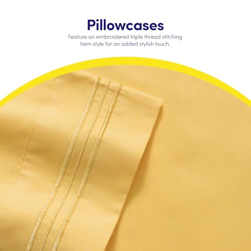Image of 1500 Supreme Collection Extra Soft RV Short Queen Sheets Set, Yellow - Luxury Bed Sheets Set with Deep Pocket Wrinkle Free Hypoallergenic Bedding, Over 40 Colors, RV Short Queen Size, Yellow