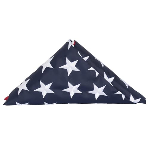 Homissor Folded American Flags 3x5 Ft 600D Nylon Heavy Duty Outdoor USA US Flags Embroidered Stars Long Lasting for All Weather High Winds