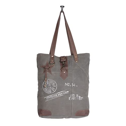 Myra Bag Western Canvas Tote Bag for Women - Cotton Leather Bag Time's Wheel4