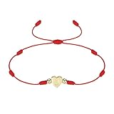 PATIKIL イニシャルブレスレット、調節可能なハートリンク文字Uハンドメイドロープ編みブレスレット 金メッキアルファベットチャームジュエリー 女性 ティーン ママ 誕生日 レッド