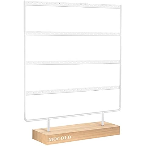 Mocolo Earring Holder Stand, Earring Organizer Display Holder Stand for Hanging Earrings(88 Holes & 4 Layers) (White) Cover