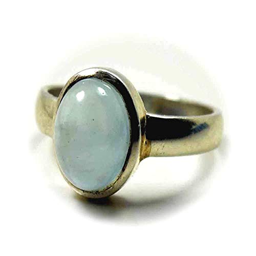 Bague NA Argent Ovale Bleu anti-ternissement pour peaux sensibles