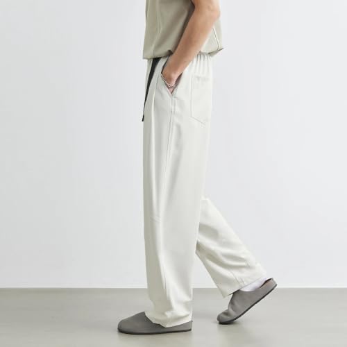 Men's Solid Color Casual Pants Summer Youth Loose Straight Korean Sports Pants Thin Wide Leg Trousers4
