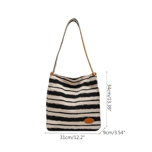 Sac à main en toile pour femmes XAGMODSHN grand format à rayures - 4