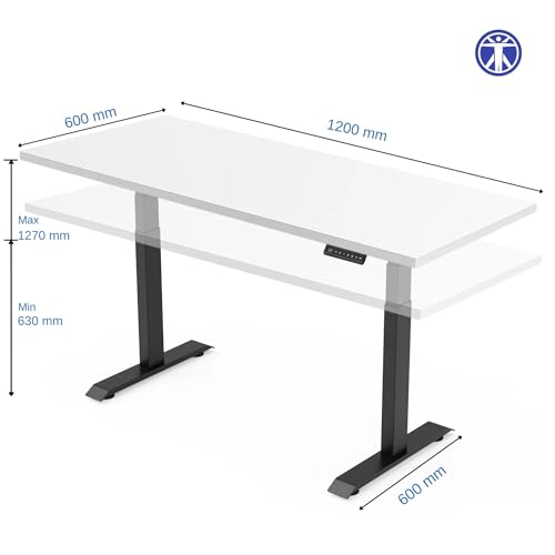Image of ErgoYou Premium Electric Height Adjustable Table Heavy Duty - Dual Motor 3 Stage - 150 Kgs Max Weight Capacity - E3A Series - Ergonomic Sit Stand Desk - 47 x 23.5 inches - White Laminate Table Top