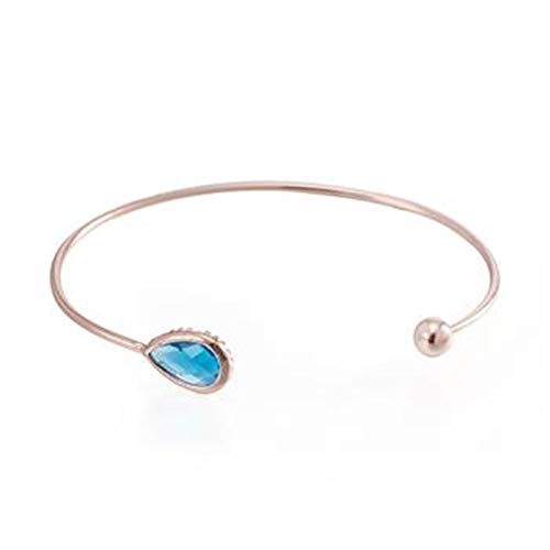 AnazoZ Brazaletes Gota de Agua con Circonita Azul Pulsera para Mujer Chapado...