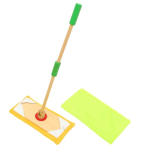 Yardwe Juguetes Educativos de Limpieza para Fregona de Madera Desmontable con Mango Ergonómico Herramienta Simulada para Desarrollo y Juego Imaginativo Infantil