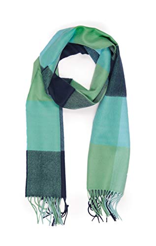 INVERNO Super Soft Luxurious Cashmere Feel Warm Winter Pattern Design Unisex Scarf (Mint Plaid)