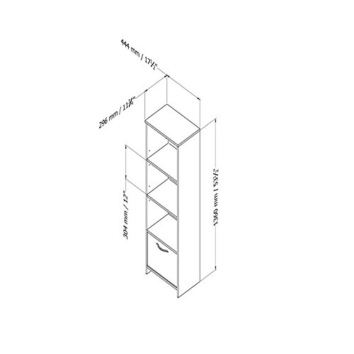 Pemberly Row Modern 4 Tier Bookcase, 55" Wood Bookshelf With Adjustable Shelves And Door, White #TOP4