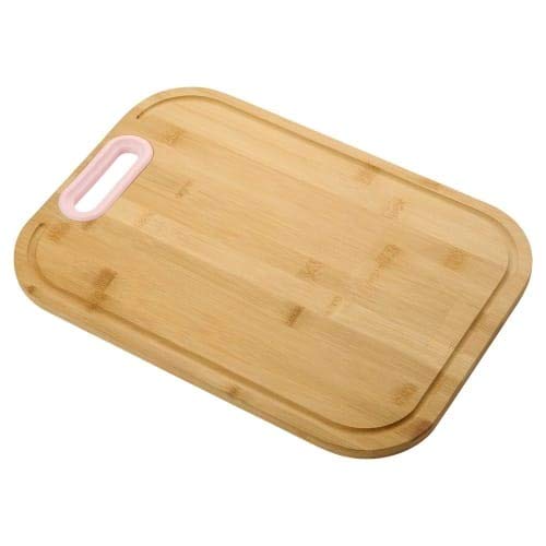 Bamboo Cutting Board for Kitchen - Silicone Holder (32.5 x 23) (Pink)