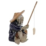 ANDRESLAD Figura Decorativa de Cerámica para Bonsái Modelo Pescador Tradicional para Decoración de Acuarios y Jardines Resistente y Fácil de Limpiar Adorno para Peceras y Espacios