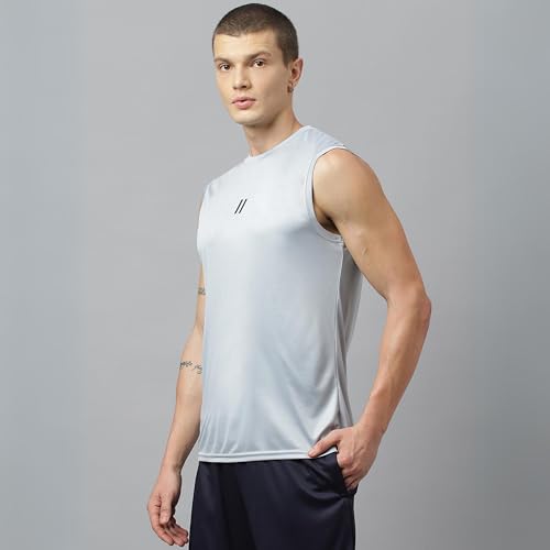 Image of ATICX Men's Polyester Sports Sleeveless T Shirt - Gym Vest, Workout Sando, Training Tank Top, Cut Sleeves Quick Dry Tee for Running, Swimming, Badminton, Fitness & Sports
