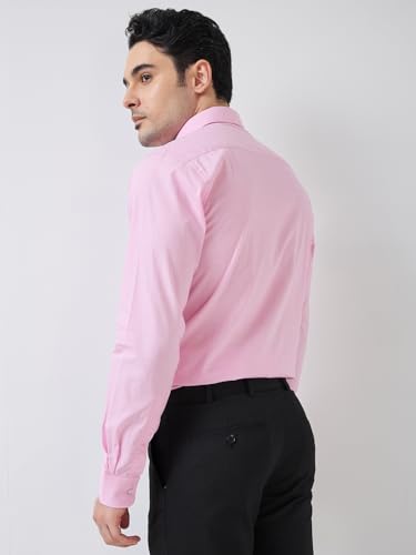 Image of Raymond Men Slim Fit Fil-A-Fil Pattern Pure Cotton Semi Cutaway Collar Full Sleeve Formal Shirt