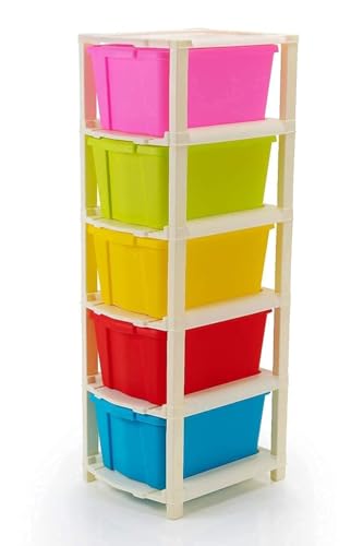 Image of 5XL Plastic Modular Drawer System for Home, Office, Hospital, Parlor, School, Doctors, Home and Kids, Product Dimension When assembeled (27cmx32cmx85 cm) (MULTI, 5XL)