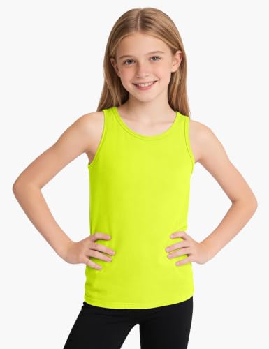 Image of Auranso Girls Tank Tops Cotton Sleeveless Undershirts Athletic Dance Tops