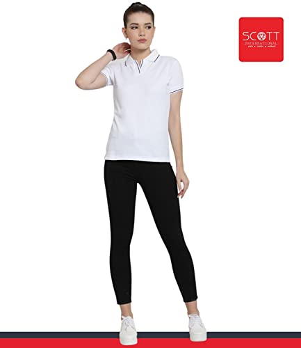 Image of Scott International Women's Regular Fit 100% Pure Organic Cotton Polo T-Shirt | Womens Polo Collar Neck T-Shirt | Cotton Plain Polo Neck Half Sleeve T-Shirt | Tshirts for Women