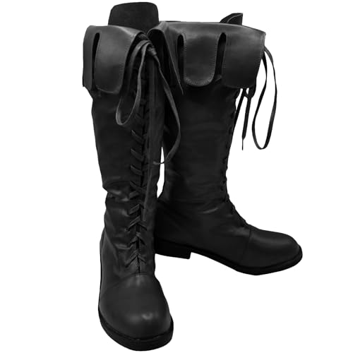 Medieval Pirate Boots Men's Renaissance Halloween PU Leather Costume Boot Gothic Cosplay Shoes