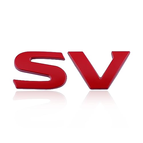 Image of 1PC SV Emblem for Car Decoration Metal Badges 3D SV Sticker Decal Fender Sticker Badges Nameplate Easy Installation for Car /SUV /Truck (Red)