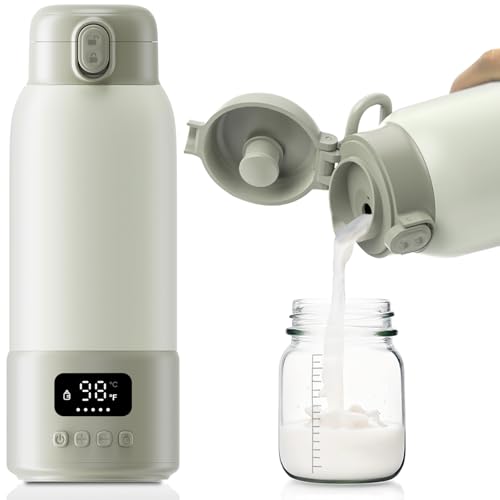 Image of Visnok Portable Milk Warmer, 17oz Large Capacity Bottle Warmer for Baby, Fast Heating for Breast Milk & Formula & Water, Long Battery Life Portable Bottle Warmer for Travel with Pasteurization
