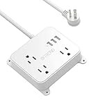 Power Strip with USB, TROND Flat Plug Outlet Extender with 3 USB Ports and 3 Widely Spaced Outlets, Wall Mountable, 4.5ft Extension Cord, for Nightstand Office Cruise Ship, Dorm Room Essentials, White