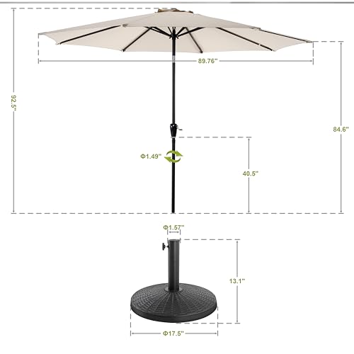 Image of NUU GARDEN 10 ft Outdoor Aluminum Patio Umbrella, Outdoor Table Umbrella with 8 Sturdy Ribs Patio Umbrella with Push Button Tilt and Crank