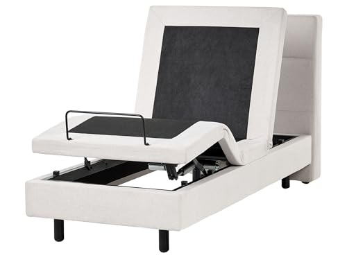 Beliani Cama articulada eléctrica Moderna Mando a Distancia Ajustable tapicería de Tela Beige Claro 90 x 200 cm Viceroy