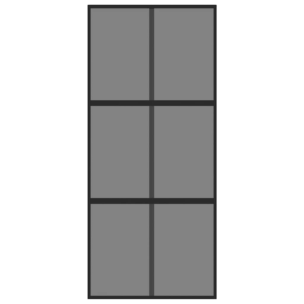 vidaXL Porta Scorrevole Nera 90x205 cm in Vetro Temperato e Alluminio