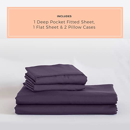 Peachskinsheets Eggplant Sheet Set - 1500Tc Level Of Softness - Extra Soft Cooling Sheets For Hot Sleepers And Night Sweats - Full Size #TOP1