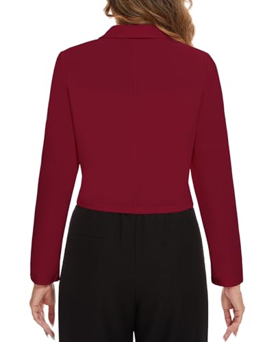 MINTLIMIT Women's Long Sleeve Cropped Blazer Lapel Collar Office Casual Blazers Button Open Front Business Work Suit Jacket2