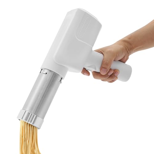 HAPPCUCOE Handheld Electric Pasta Maker,Stainless Steel Noodle Maker Machine, Cordless Pasta Machine, Portable Noodle Maker Household Noodle Machine for Kitchen,White