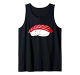Eine süße weiße Katze träumt von Sushi: Toro, Maguro. Tank Top