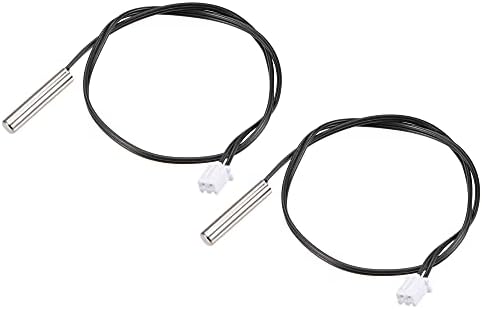 sourcing map 2pcs 100K Temperature Sensor Probe, Stainless Steel NTC Thermal Sensor Probe 30cm Digital Thermometer Extension Cable