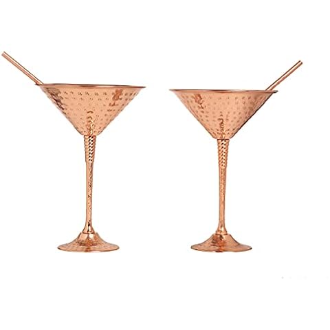 BOLD & DIVINE Hand Hammered Copper Martini Glasses Cover