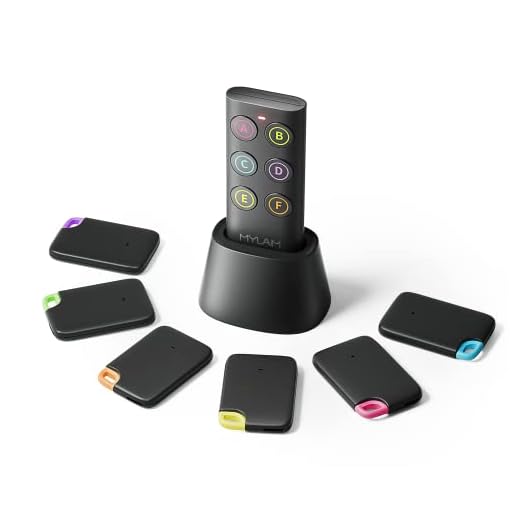 MYLAIM Key Finder Locator,Wireless Key Tracker 80dB RF Item Locator with 131ft Working Range,1 Transmitter and 6 Receivers for Finding Lost Key,Remote,Car Key,Lost Key/Things Finders That Make Noise