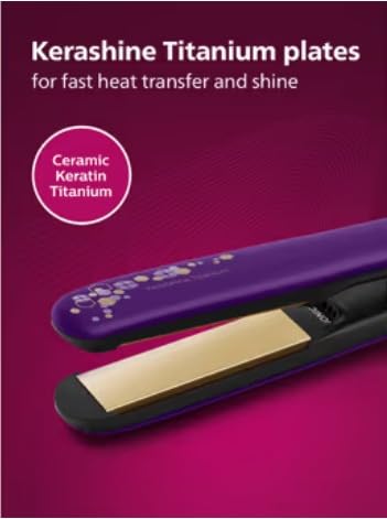 Philips Kerashine Titanium Hair Straightener Bhs336/00 with Ceramic Titanium Plates - Purple view 2