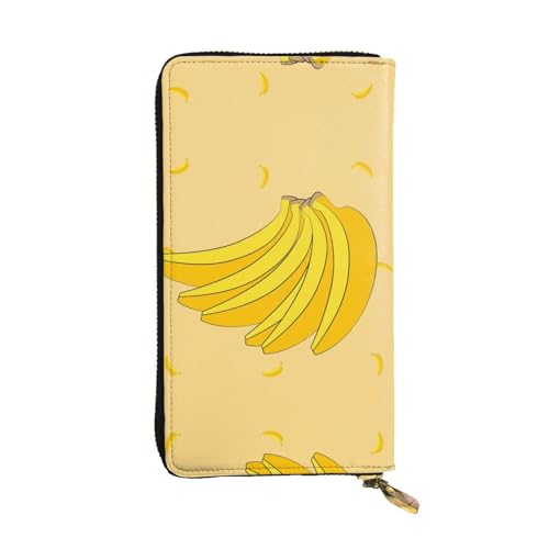 Leather Wallet 7.48 x 4.13 in - Stylish and Durable Wallet for Women with Multiple Compartments and Zipper Design cartoon banana Pattern