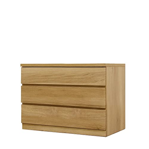 丸田木工 クローゼット チェスト (全120バリエーション) 押入れ収納 衣類収納 フィット fit 桐タンス 衣装ケース 木製 完成品 大川家具 (幅80-3段(奥行44cm), オーク色)