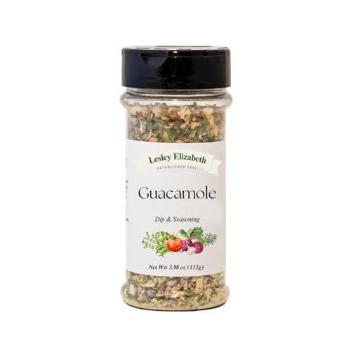 Image of Lesley Elizabeth Guacamole Dip & Seasoning - Zesty Garlic, Onion & Citrus Blend - 8.4 oz (250 ml) PET Shaker for Tex-Mex, Avocado Dips & Party Snacks