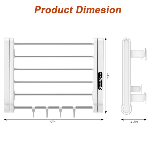 Keltne MJG25 Heated Towel Rack For Bathroom, 17 Inch X 4.3 Inch X 13", Electric Towel Warmer Rack Wall Mounted Or Adhesive thumb #5