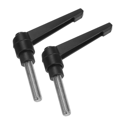 Image of uxcell 2pcs Clamping Lever Handles, M8 x 35mm 304 Stainless Steel Threaded Male Stud, Adjustable Handles Locking Quick Release Ratchet Push Button Bolt Knobs, Black