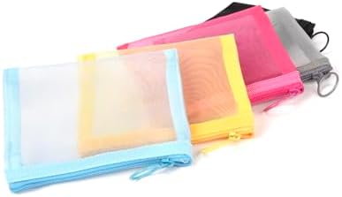 patu Mini Zipper Mesh Bags, 4" x 5", Size S / A7, 5 Pieces, Beauty Makeup Lipstick Cosmetic Accessories Organizer, Small Travel Kit Storage Pouch, Assorted Colors