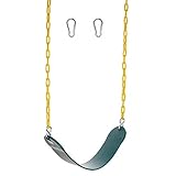 Squirrel Products Heavy Duty Strap Swing Seat - Playground Swing Seat Replacement and Carabiners for Easy Install - Green