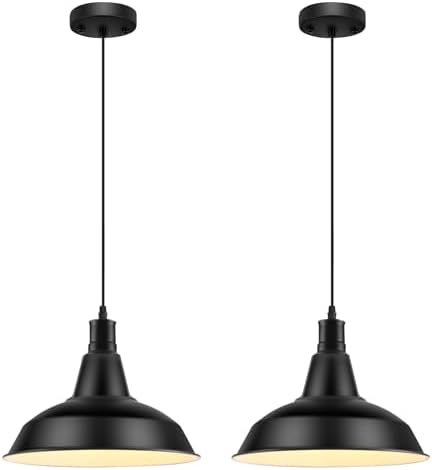 LOEHINLE Pendant Light Fixtures, 2Pcs Farmhouse Kitchen Island Li...