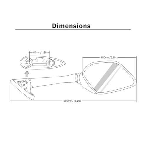 Espejo moto lateral y espejos retrovisores punto ciego para motos YZF R3 2015-2017 y R25 2014-2016 2