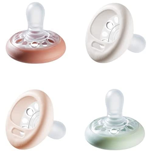 Image of Breast-Like Pacifier, 0-6 Month Pack of 4 Pacifiers with Breast-Like Baglet, Symmetrical Design, BPA Free