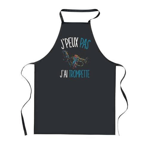 Tablier cuisine noir barbecue jardinage homme femme J'peux Pas Trompette