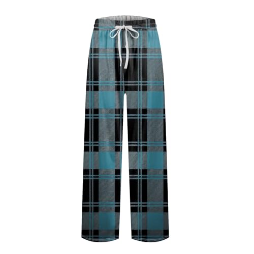 Pajama Pants Men Mens Pajama Cotton Imitation Plaid Sleep and Lounge Pj Bottoms with Pockets and Button Fly Palazzo Pant2
