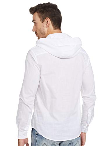 Image of The Indian Garage Co Men Slim Fit Solid Full Sleeves Hooded Casual Shirt