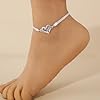Clataly coeur cheville cristal bracelet cheville réglable été plage chaîne de pied femme bijoux (Argent) #1